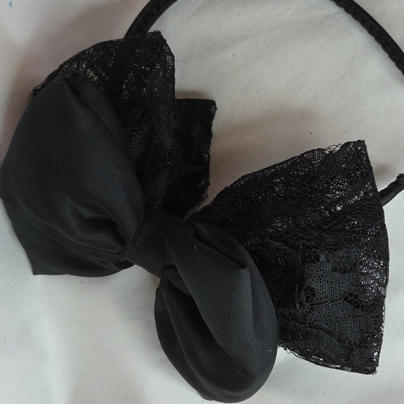Big Black Bow Headband Gothic Lolita Silky Lace Hair Accessory - Picture 6 of 10